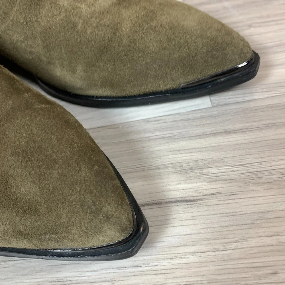 Mark Fisher Boots Womens 7.5 M Ankle Green Suede‎ Pointed Toe Chukka Bootie